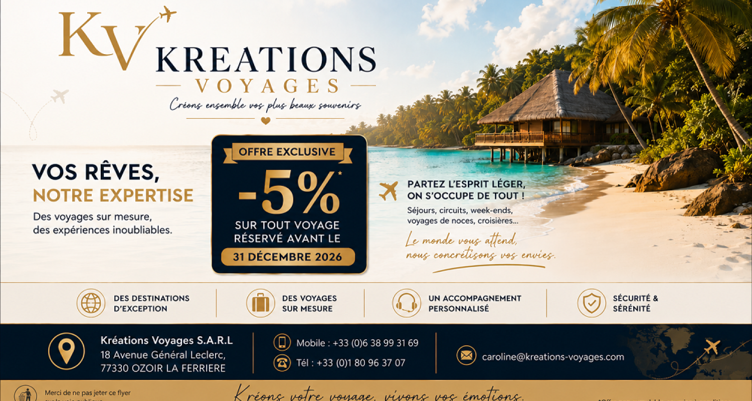 offre-voyage-reduction-5-pourcent-2026-Kreations-voyages